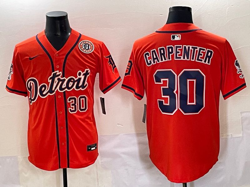 Men 2025 Detroit Tigers #30 Carpenter Orange Fashion Nike MLB Jersey style 7155->detroit tigers->MLB Jersey